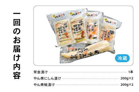 【6ヵ月定期便】田中青果 漬物詰め合わせＡセット 北海道 国産野菜 にしん さけ つけもの ご飯のおとも 3品 R014-041