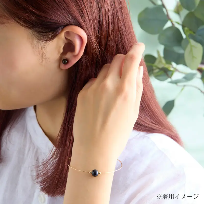 うるしのピアスセット　黒　wa110　うるし　ピアス　ブレスレット