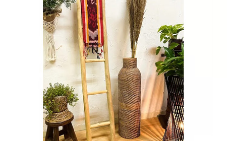 ロンボク島のラタンビンカットバスケット（６０ｃｍ）山梨県 甲斐市 BV-63