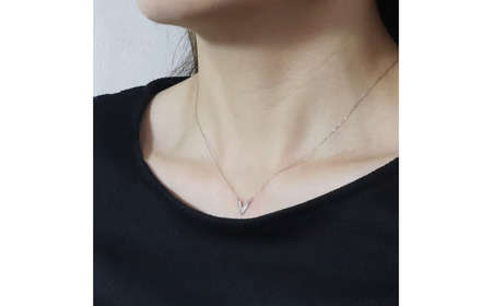 プラチナ 0.06ct V字ダイヤモンドネックレス 山梨県 甲斐市 BQ-187