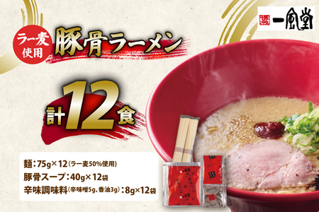 ラーメン 一風堂 とんこつラーメン 赤丸新味 ラー麦麺 スープ 12食 セット [地域商社ふるさぽ 福岡県 筑紫野市 21761441]
