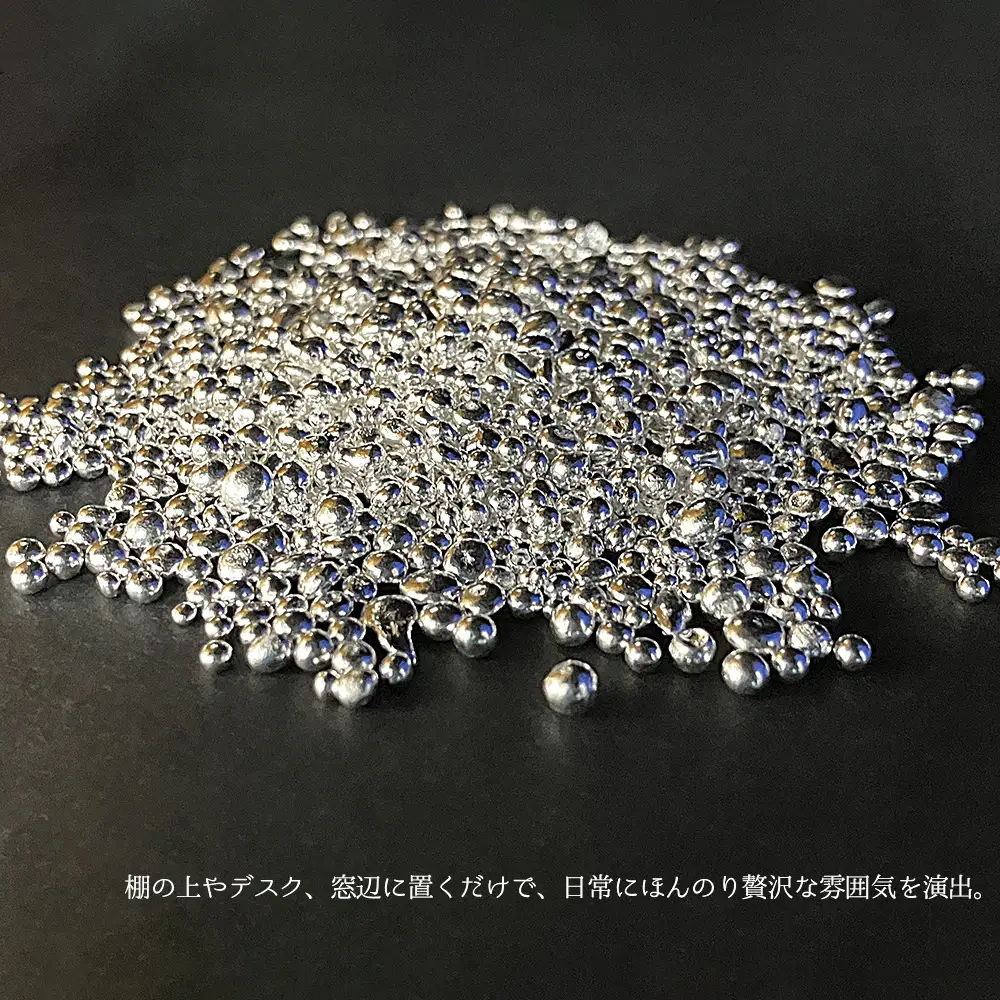 銀グラニュール（Ag―9999） ／ 銀 グラニュール シルバー9999 純銀 インテリア小物 ガラス小瓶 デスクインテリア 高級感 ミニオブジェ シンプルデザイン ギフト プレゼント おしゃれ雑貨 光反射 置き物 上質インテリア 茨城県 No.903