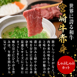 宮崎牛 赤身カット しゃぶしゃぶ (計1kg・500g×2) しゃぶしゃぶ お肉 牛肉 黒毛和牛 宮崎牛 ブランド和牛 冷凍 国産 モモ ウデ 宮崎県産【YM-26】【YAMATO株式会社】