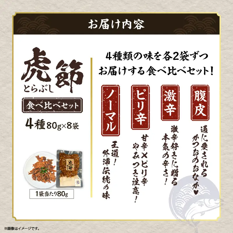 虎節 4種 食べ比べ セット 80g×8袋_CA95-25