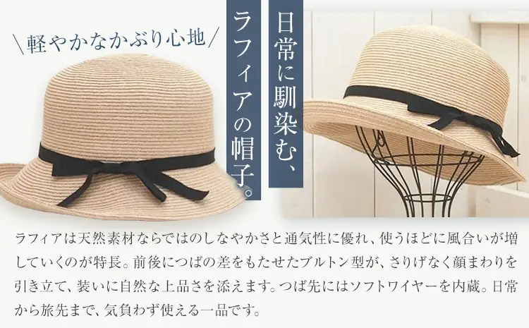 ラフィアブレード ソフトハットブルトン Lサイズ　帽子