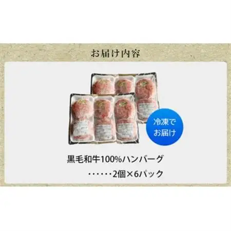 黒毛和牛100%ハンバーグ(2個入×6パック)【配送不可地域：離島】【1718866】