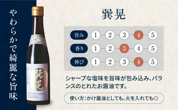 天然丸大豆醤油 巽晃 300ml×1本 高級醤油 しょうゆ 濃口醤油 愛媛県大洲市/株式会社梶田商店[AGBB053]