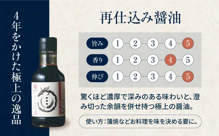 再仕込み醤油 梶田泰嗣 150ml×1本 高級醤油 しょうゆ 再仕込みしょうゆ 愛媛県大洲市/株式会社梶田商店[AGBB055]