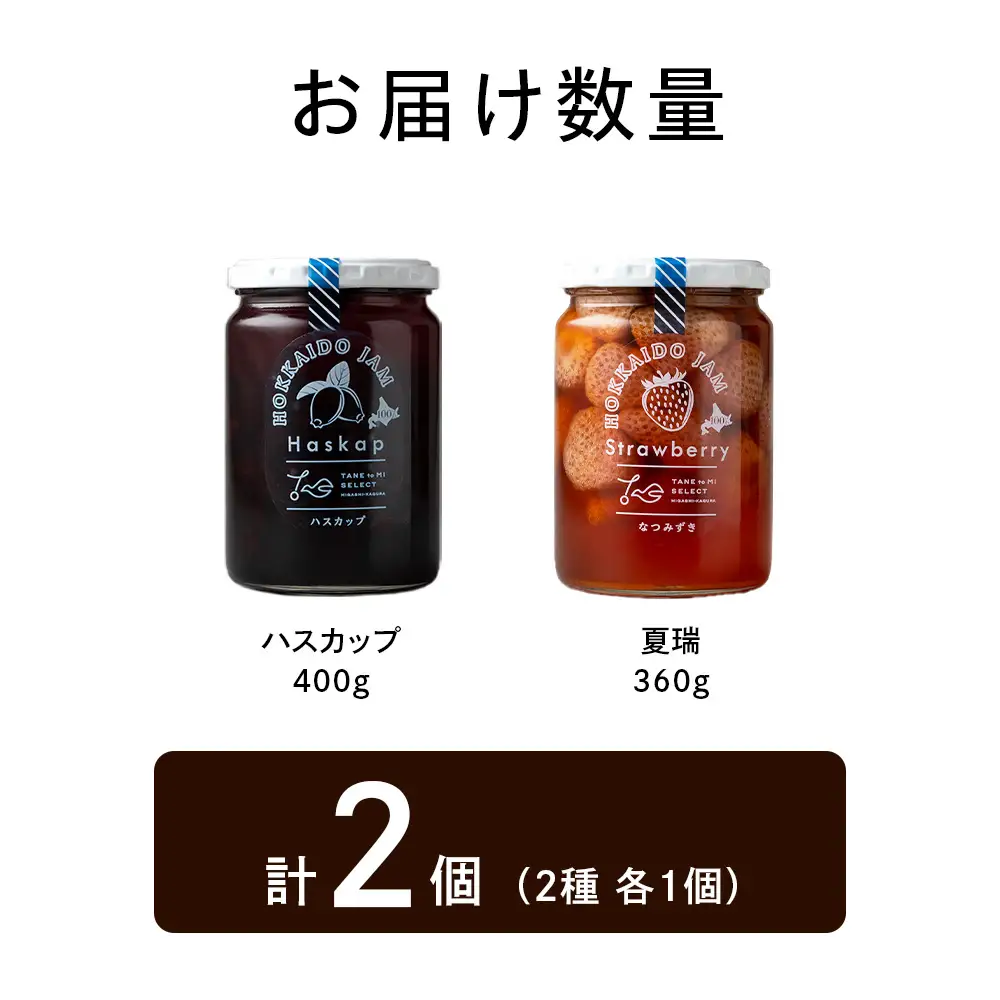 ひがしかぐらジャム 〈ハスカップ・なつみずき苺〉各1・合計2個