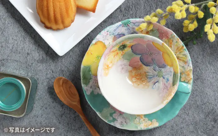 【瀬戸焼】「工房 ゆずりは」 彩優花 コーヒー碗皿 1客 【松本陶器株式会社】 / マグ 食器 コーヒーカップ ティーカップ / 瀬戸市[BBDX030]