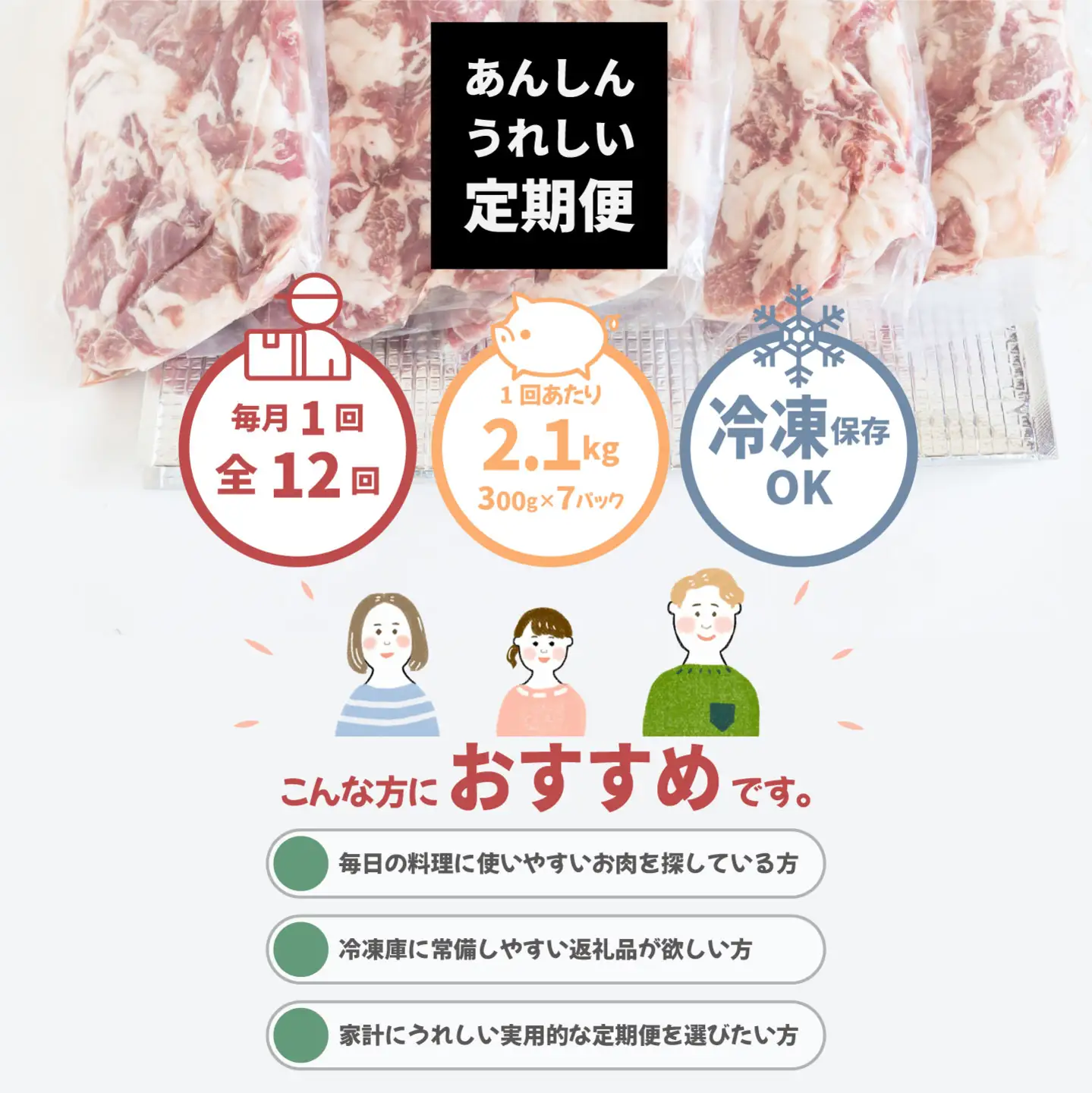 【訳あり】定期便12ヵ月　豚肉　切り落とし　（2.1kg×12回）