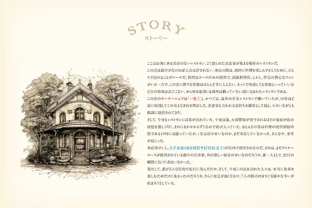 マーダーミステリー・カードゲーム 「名前のない洋食店 ＃0」 体験型推理カードゲーム 心理戦 透明堂