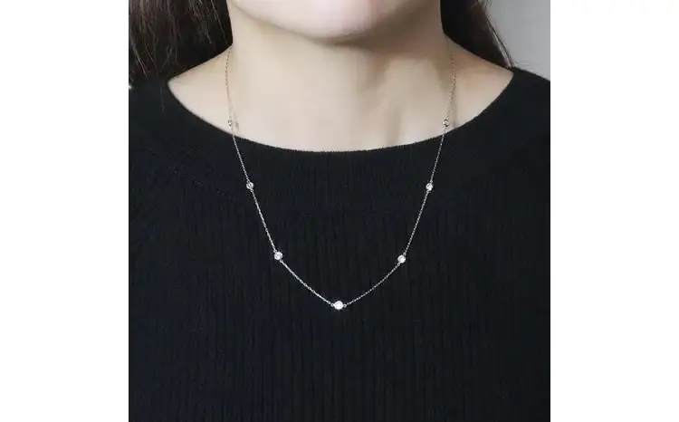 プラチナ　1.00ct　ダイヤモンドステーションネックレス 山梨県甲斐市 BQ-202