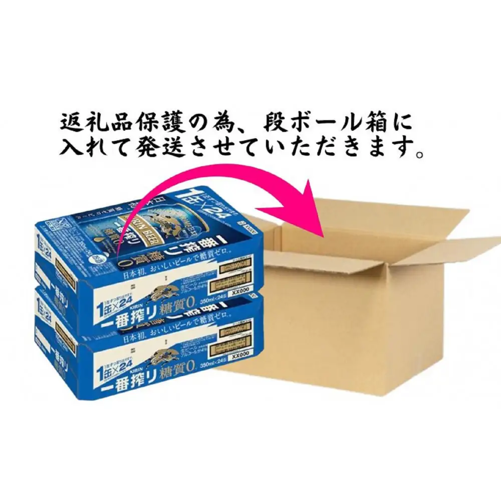 【定期便 3ヶ月間 毎月2ケース】キリン 神戸工場産　キリン一番搾り糖質ゼロ　350ml缶　2ケースセット 神戸市 お酒 ビール ギフト