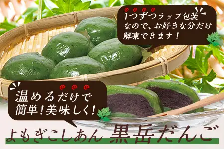 【定期便3ヶ月毎2回】だんご 黒岳だんご（6個入×5P）×2回 3か月毎配送 計60個 冷凍｜団子 和菓子 お菓子 あんこ こしあん よもぎ 米粉 手作り 個包装 大容量 もろっこはうす 宮崎県 諸塚村 MO-05