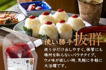 ねり梅 120g×3P パウチ 常温｜ねりうめ 梅 ウメ 梅肉 ペースト シソ 紫蘇 和え物 梅和え 漬物 ごはんのお供 熱中症対策 塩分 加工品 調味料 もろっこはうす 宮崎県 諸塚村 MO-48