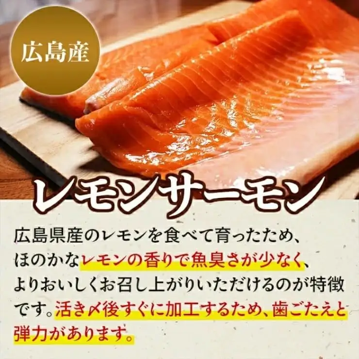 国産サーモン 切り落とし200g (40g×5P) 広島レモンサーモン｜小分け パック 国産 冷凍 真空パック 燻製 スモーク 切落し 200g 広島県産 特産品 グルメ 鮭 サーモン サケ さけ 魚 骨抜き 骨なし おかず 酒のあて [2594]