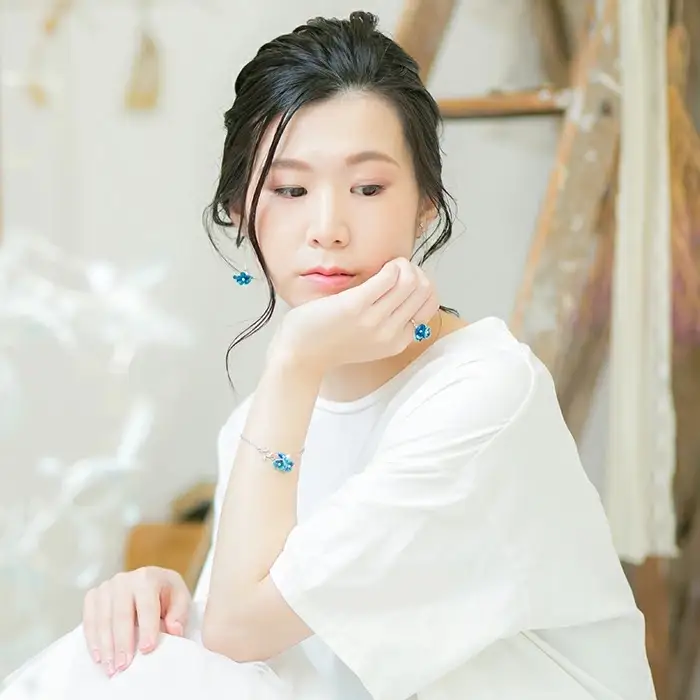 九谷焼×布花アクセサリー九谷花（KUTANIKA）ブレスレット (カラー／クリーム)  ギフト プレゼント | 石川県 小松市
