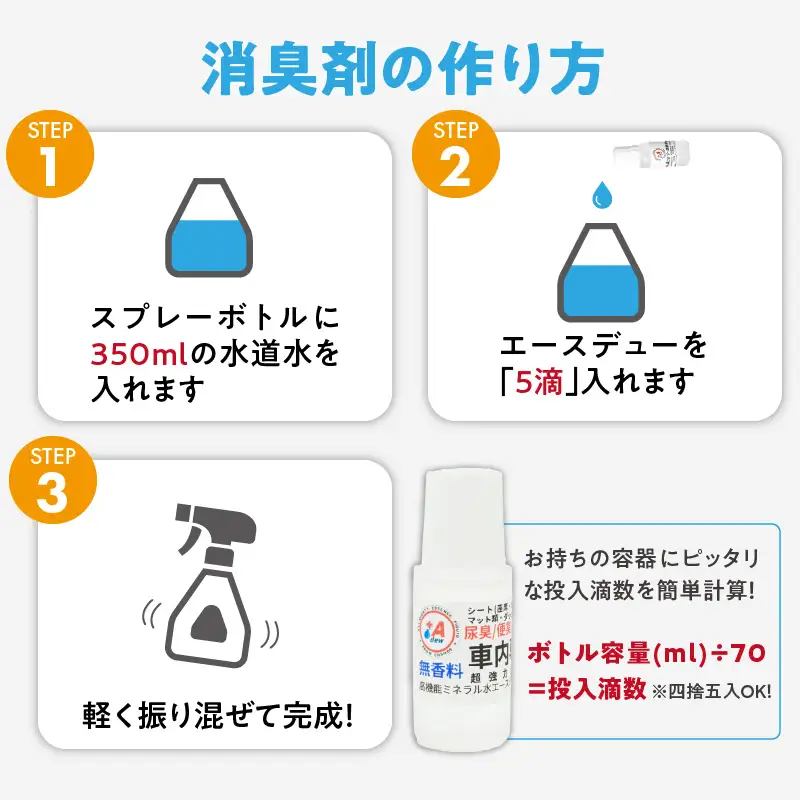 高機能ミネラル水 車内用 超強力消臭剤エースデュー 〔Qx108〕