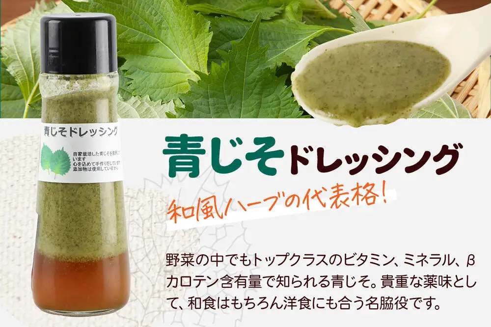 【定期便3回を隔月でお届け】自家製・群馬産野菜で手作りドレッシング 青じそ ドレッシング 単品 200ml×2本 泙川食品