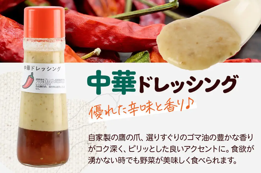 【定期便3回を隔月でお届け】自家製・群馬産野菜で手作りドレッシング 中華 ドレッシング 単品 200ml×2本 泙川食品