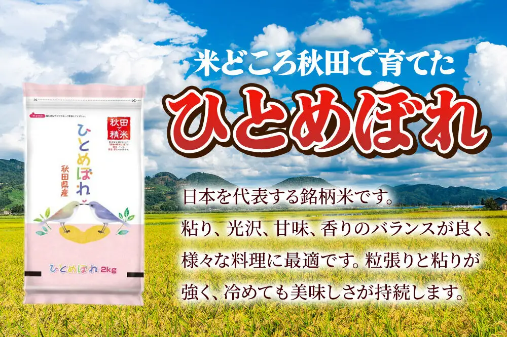 米《定期便2ヶ月》ひとめぼれ【白米】 米どころ秋田県産 令和7年産 精米 2kg（2kg×1袋）