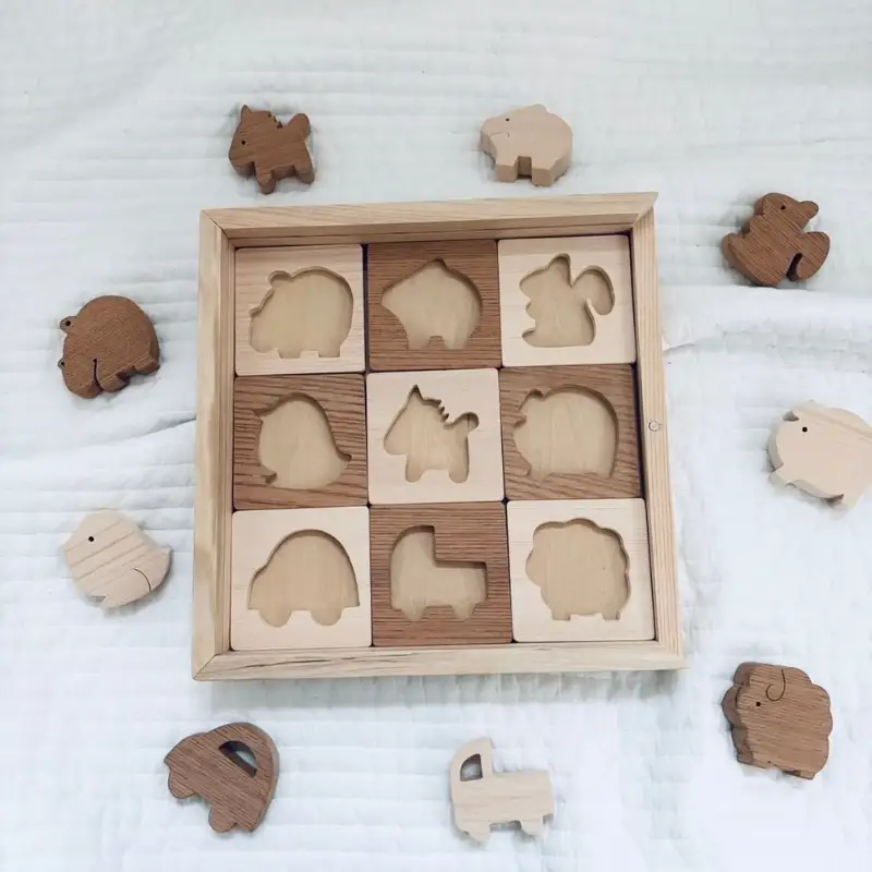 国産ヒノキとケヤキの木製パズル（小）　パズル 手作り おもちゃ 知育 玩具 無垢 ひのき けやき ヒノキ ケヤキ 木製 国産 日本製 子供 プレゼント ギフト 滋賀県 米原市