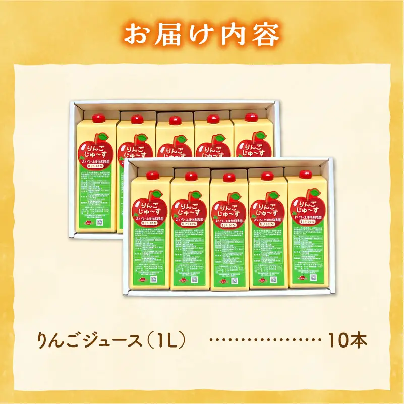 北海道余市町産 太陽の恵み 果汁100% りんごジュース  1L×10本入り 有機栽培 ストレート果汁_Y127-0013