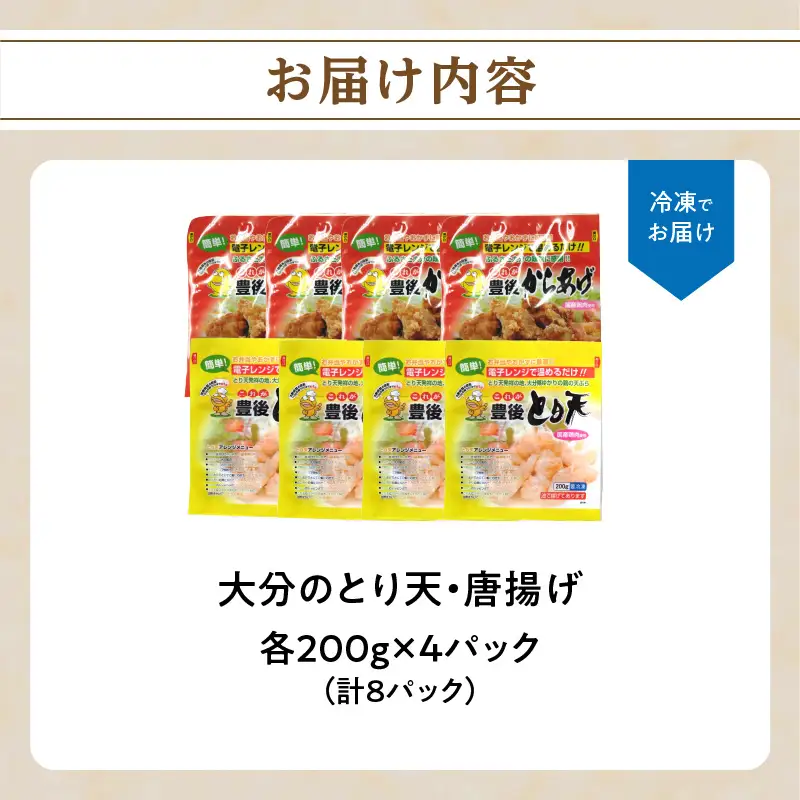 【父の日ギフト】 大分のとり天・唐揚げ 各4パック ≪6月21日お届け≫ A03024-C