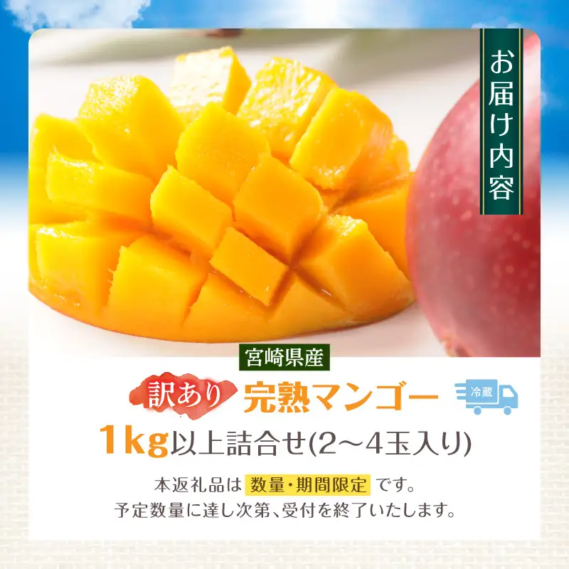マンゴー 完熟 マンゴー 期間限定[数量限定 《2026年発送先行予約》 【訳あり】 宮崎県産鉢植え完熟マンゴー 熟赤の雫(あかのしずく) 1kg以上詰合せ フルーツ くだもの デザート]