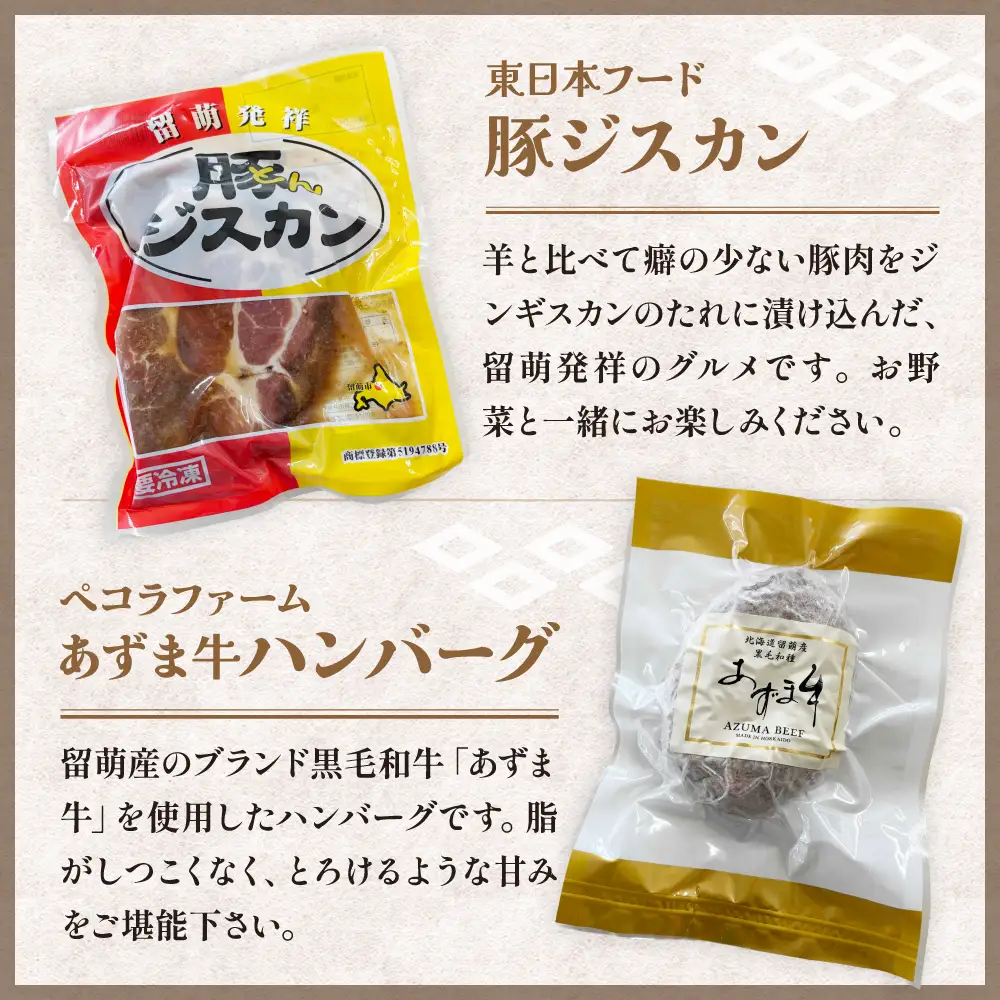 留萌 特産品 セットB 味付 数の子 たらこ 松前漬 豚ジスカン あずま牛 ハンバーグ かずのこ タラコ