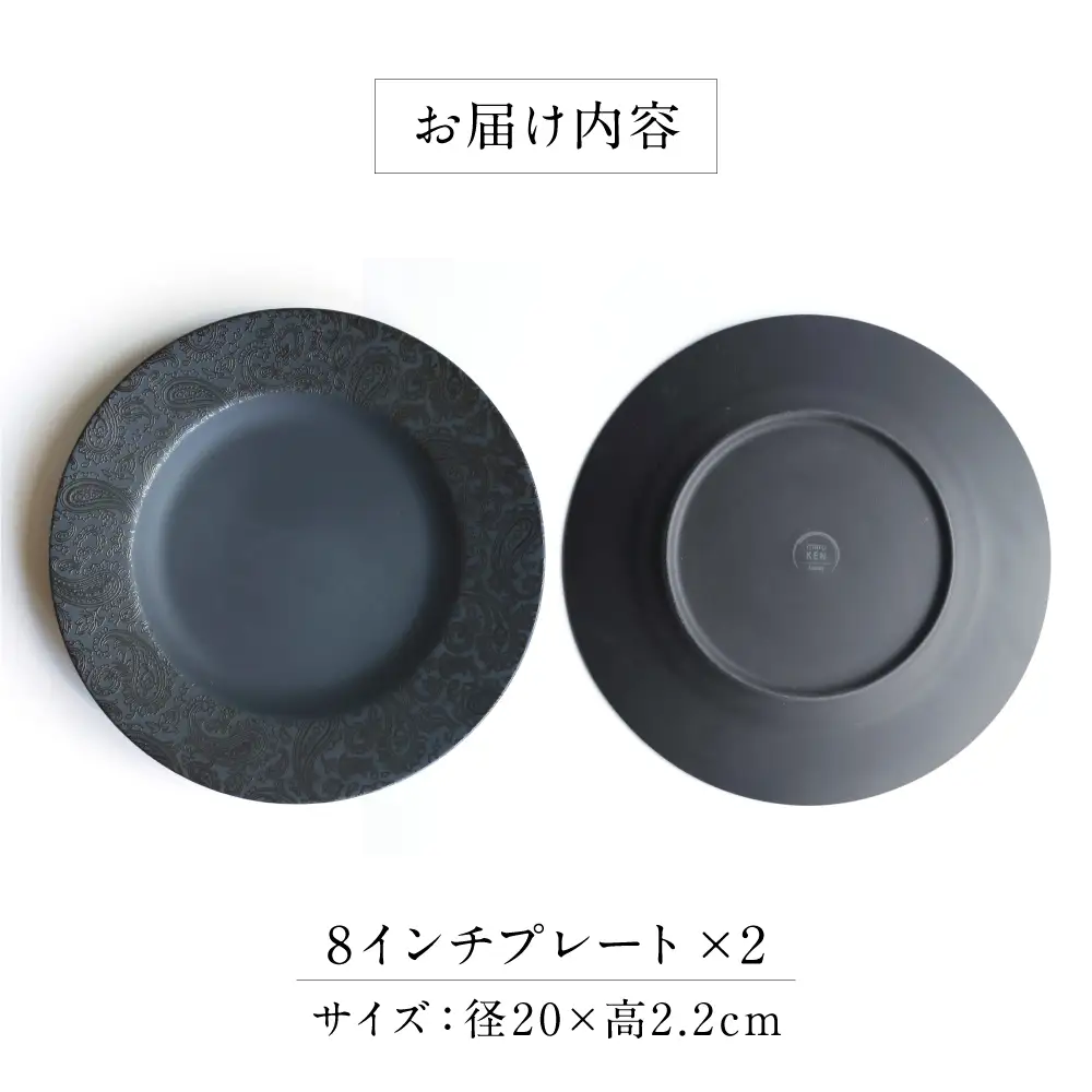 【美濃焼】 PITCH BLACK ペイズリー8インチプレート ブラック 2点 多治見市 / 丸健製陶 食器 プレート セット[TAY093]