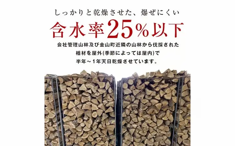 金山町産 乾燥楢薪 40kg（20kg×2箱）【乾燥期間：半年～1年】 広葉樹 薪ストーブ キャンプ アウトドア 焚火 焚き火 暖炉 薪風呂 F4B-0817