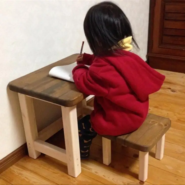 木製キッズデスクセット 『はじめてのminiデスク＋miniスツールset』（カラー：ミックスカラー） │パイン材 ハンドメイド 子供用 おしゃれ 子供用家具 WoodPark 和歌山県美浜町