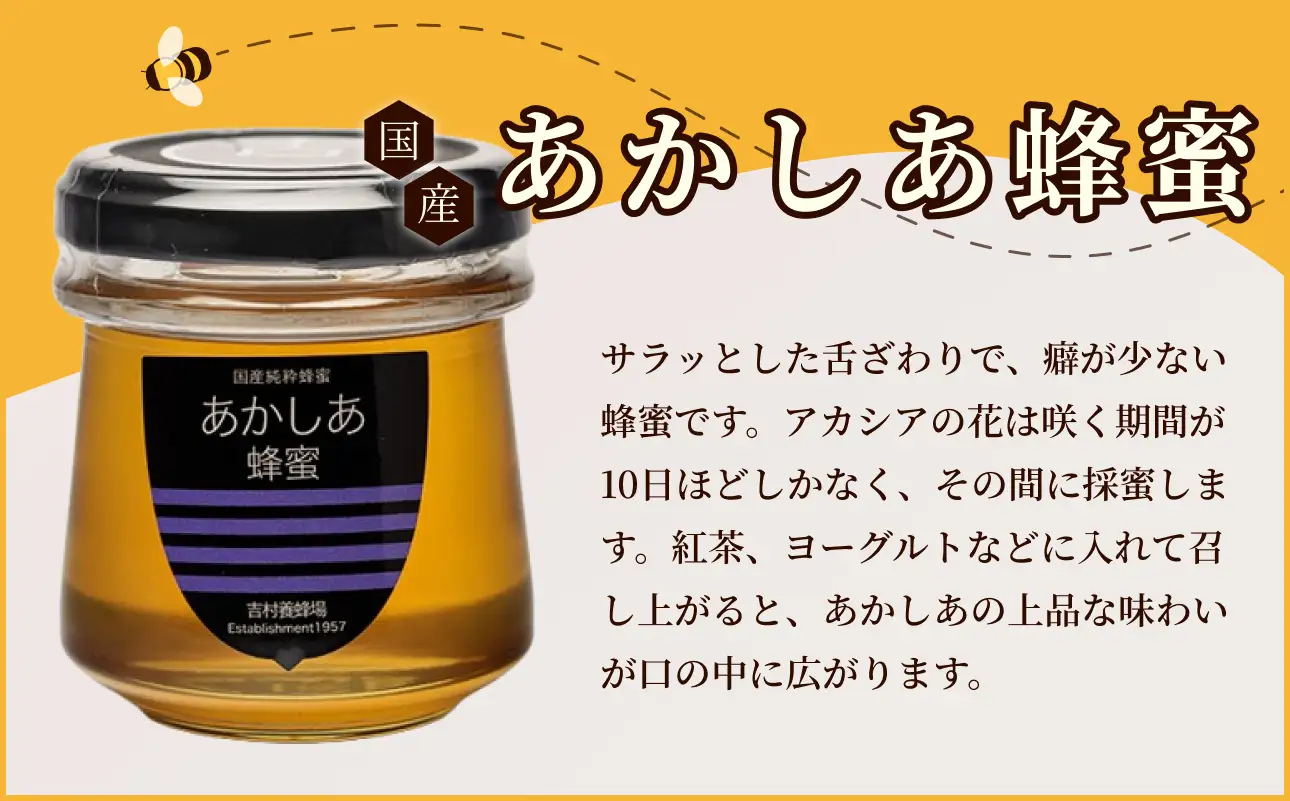 備前産 令和8年採取 純粋蜂蜜セット1（れんげ蜂蜜・あかしあ蜂蜜・百花蜂蜜）100g×各1本