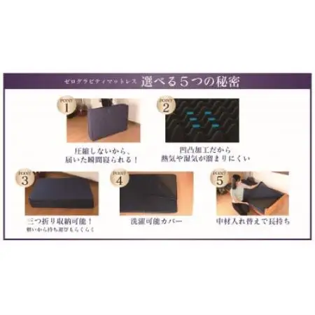 Rise ZeroGravity 高反発マットレス6.0　セミダブルサイズ　折りたたみ(三つ折り)【1734269】