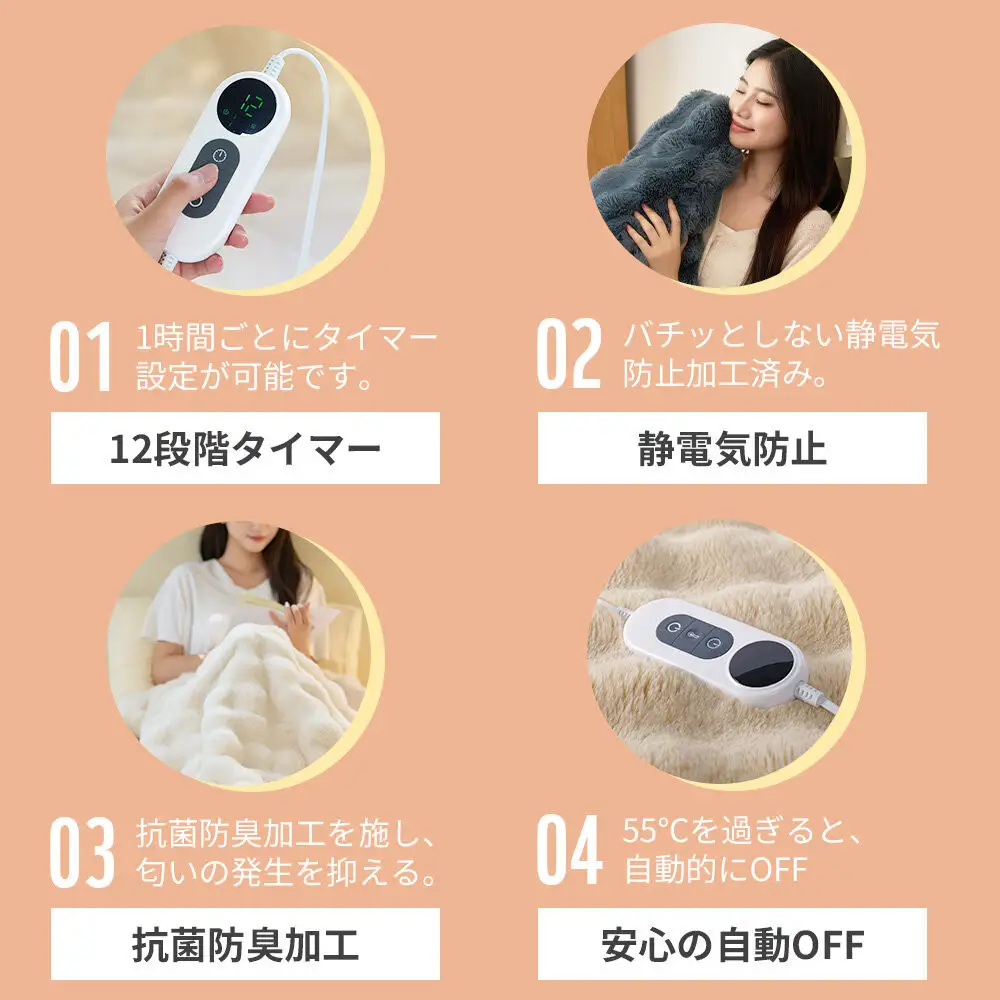 電気毛布　グレー　Mサイズ