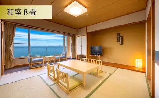 【 赤穂温泉 】 瀬戸内海絶景の宿 亀の井ホテル赤穂 ペア1泊2食付宿泊券 （ 和室8畳 ／ 土地の恵み会席 ） 宿泊券 ホテル宿泊券 利用券 ホテル 観光 旅行 旅 温泉 景色 瀬戸内海 淡路島
