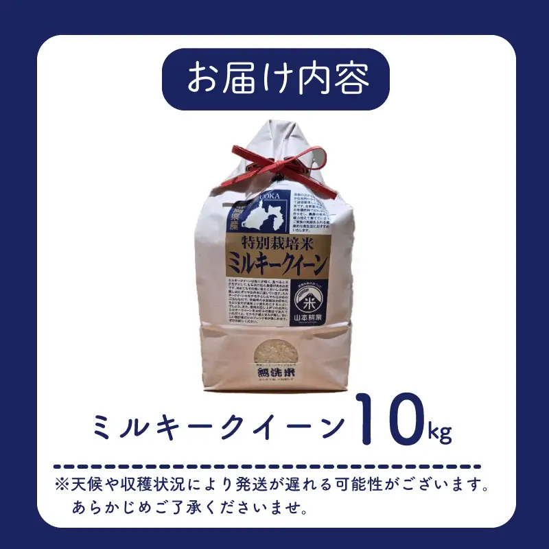ミルキークイーン 10kg 【特別栽培米】牧之原市 静岡県 山本耕業