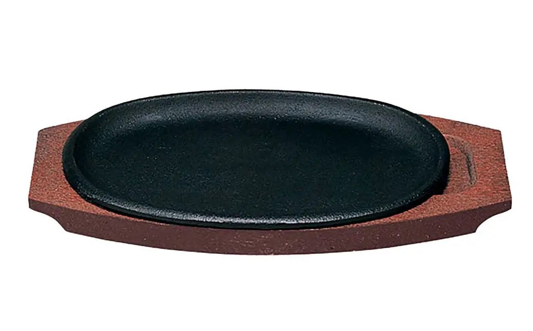 トキワ鉄器 ステーキ皿 （ 木台タイプ ） IH対応 小判 （ 浅型 ） 大