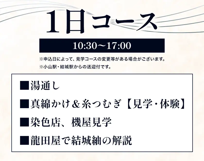 結城紬 結城龍田屋 見学体験チケット 1日 コース 6名様分 藤貫株式会社《30日以内に出荷予定(土日祝除く)》