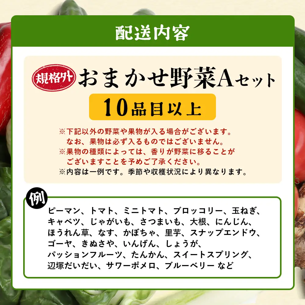 【規格外】本土最南端から 旬のおまかせ野菜セットA 10品目以上 NI-3 ｜ 旬 野菜 やさい 果物 くだもの 産地直送 農産物 冷蔵 鹿児島県 南大隅町産 詰合せ おまかせ 家庭用 訳あり なんたん市場