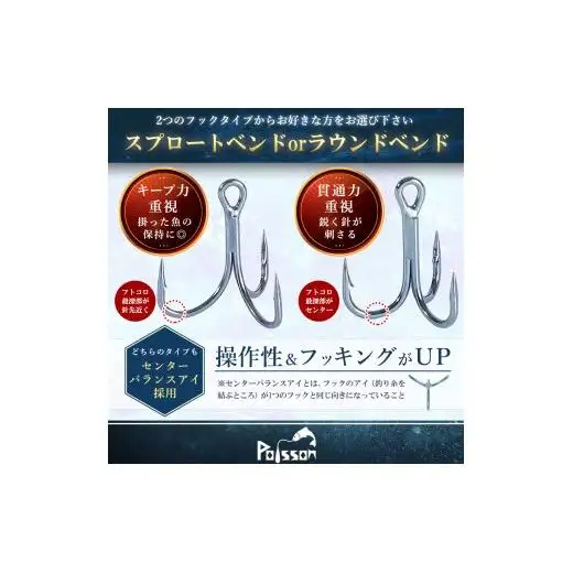 Poisson（ポアソン）ソルト専用 トレブルフック トリプルフック