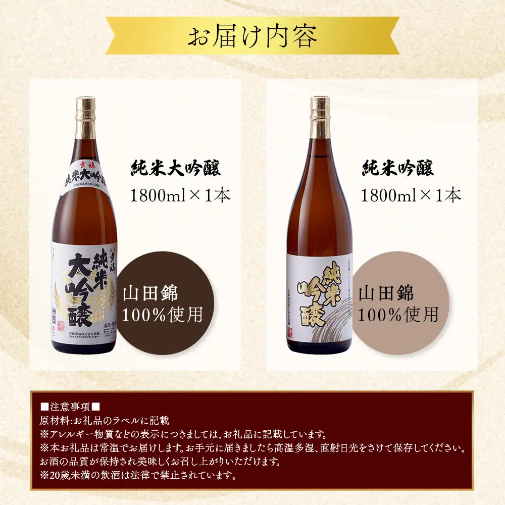 花酔酒造 純米大吟醸・純米吟醸セット(1,800ml×2本) | 日本酒 清酒 辛口 純米大吟醸酒 純米吟醸酒