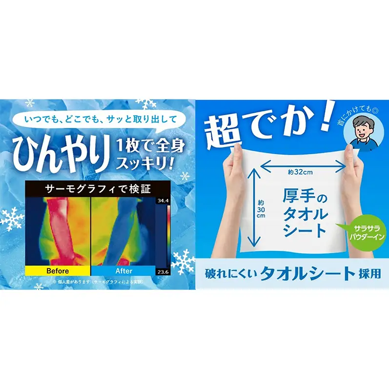 ひんやりふくだけシャワー＆ひんやりふくだけシャワーストロング12個セット 夏 暑さ対策 冷感 爽快感 冷涼感 汗臭 加齢臭 消臭 除菌効果 冷感シート ミント 節電 節電対策 東京都 墨田区