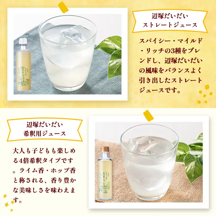 【A83009】辺塚だいだい(生果汁・希釈用) ジュース セット 鹿児島 国産 フルーツ 果物 果実 果汁 ドリンク ストレートジュース 飲み比べ 辺塚だいだい みかん 蜜柑 ギフト 【農地所有適格法人株式会社P＆Y'sLabo】