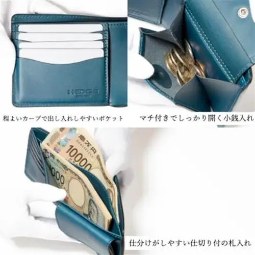 HEDGE 国産本革の二つ折り財布 染料染めオイルレザー「ビゾンテ」を使用したメンズデザイン【1747008】