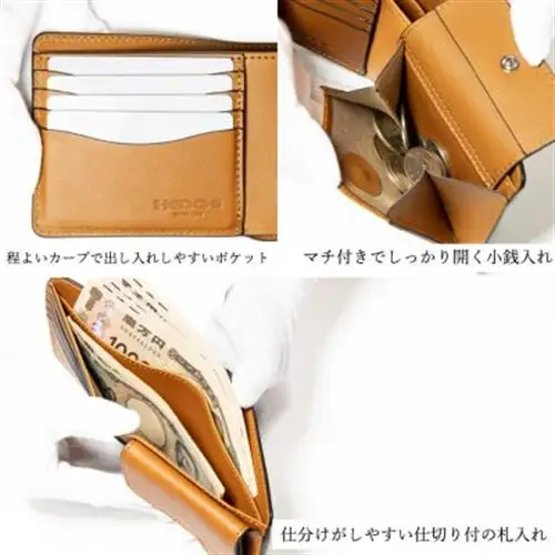 HEDGE たつの市産本革のメンズ財布 ブルー×キャメルのコントラストが魅力の二つ折り財布【1747015】