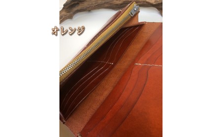 本革ルガトショルダーの2つ折り長財布（真鍮ファスナー） ファッション  赤