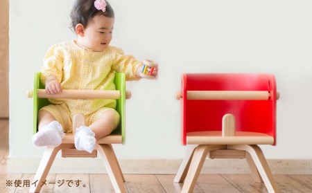 ベビーチェア 「Carota-chair～カロタチェア～」ナチュラル×緑《齋藤製作所北海道》